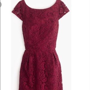 New J.crew Elsa Dress In Leavers Lace Dark burgundy
